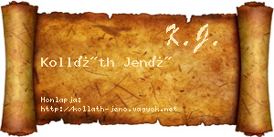 Kolláth Jenő névjegykártya